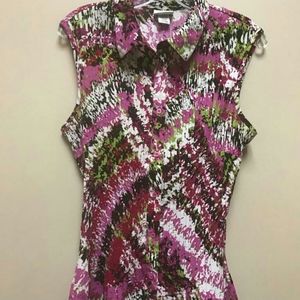 Hot Pink & Green Multi Sleeveless Top